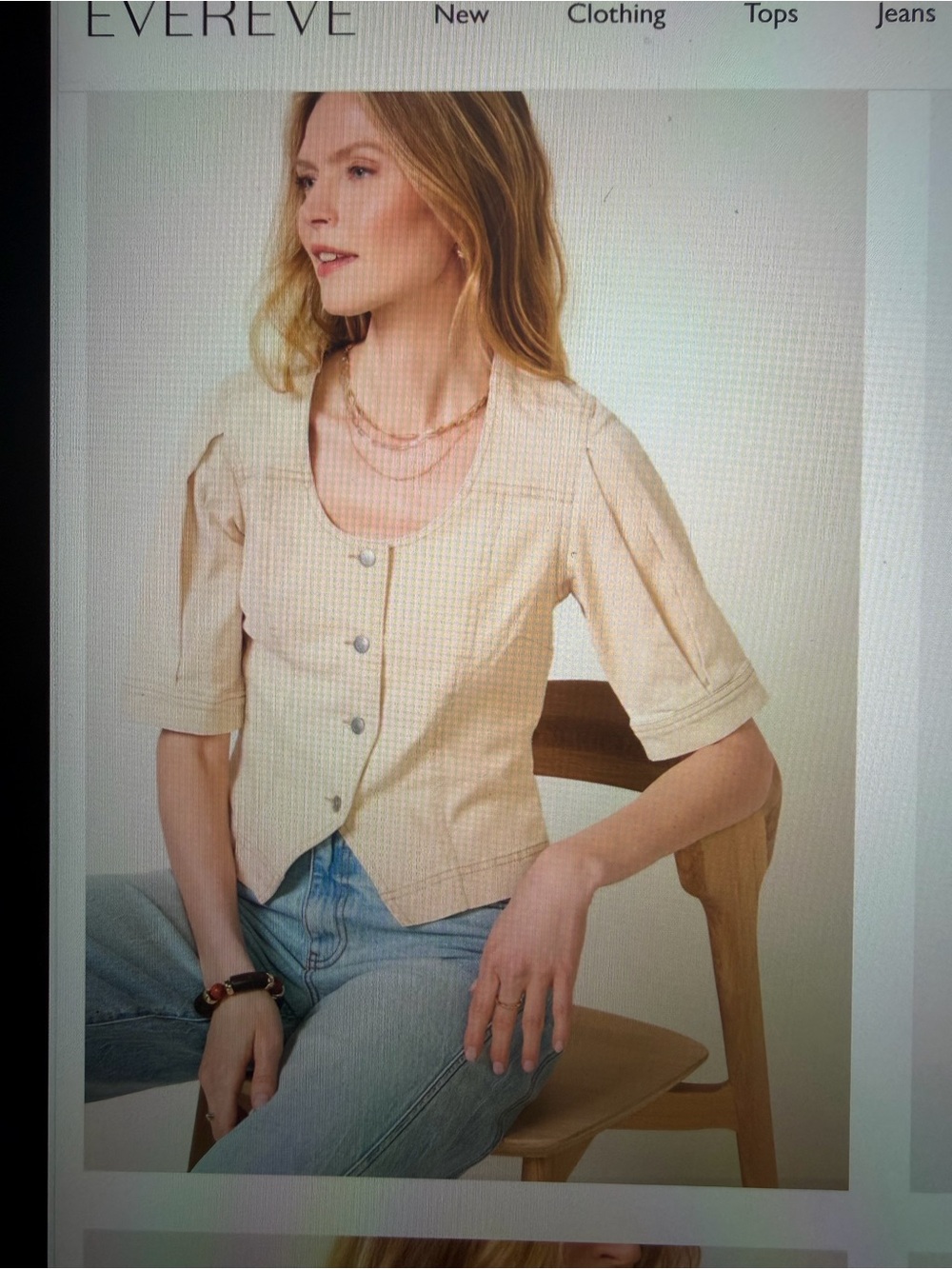 NWOT  Cream Scoop-Neck Button Jacket